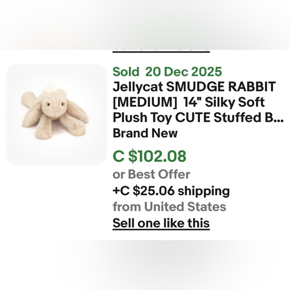 Jellycat Smudge Rabbit Medium. - Picture 17 of 17